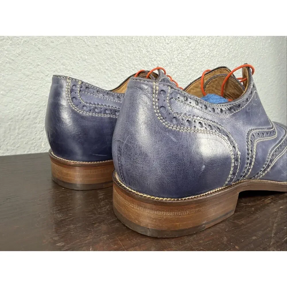 Cuoio Meattini Italian Wingtip Blue Oxford Dress Shoes US 10.5 EU 44